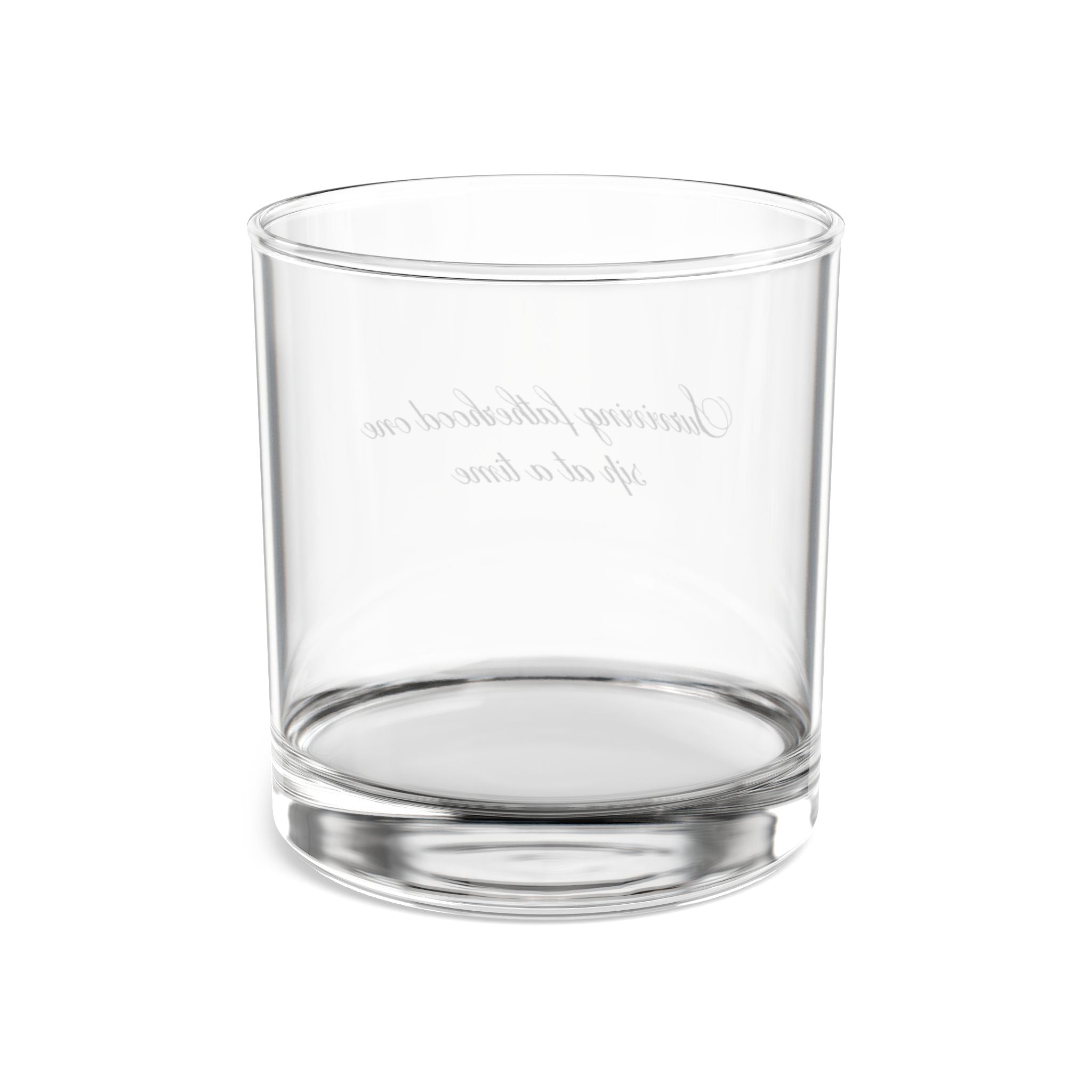 Engraved Script 10oz Rocks Glass – 'Surviving Fatherhood One Sip at a Time'