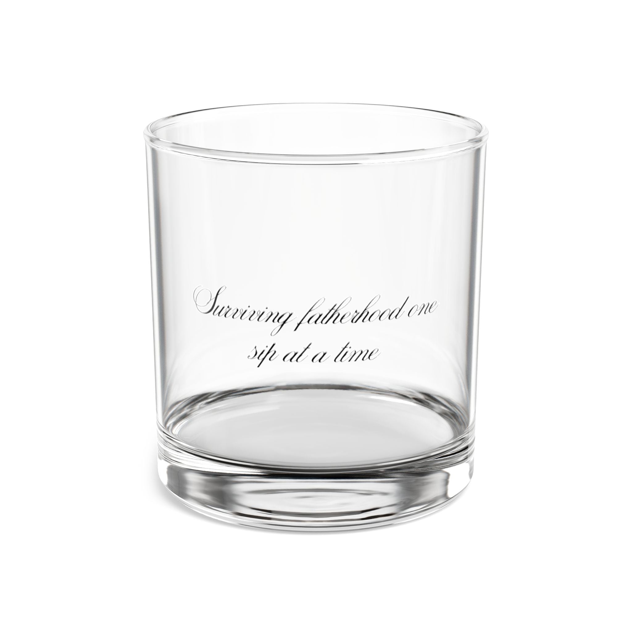 Engraved Script 10oz Rocks Glass – 'Surviving Fatherhood One Sip at a Time'